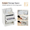 White LED Bedside Cabinet Table Side Table Display Drawers Shelf Storage Socket