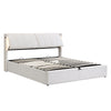 Ottoman Bed 5ft King LED Upholstered Storage Bed Frame with Adjustable Headboard