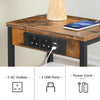 HOOBRO Side Table with Charging Station Bedside Table 3-Tier End Table Brown