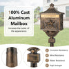 Cast Aluminum Mailbox Outdoor Lockable Security Letter Postbox w/ Baffle Door