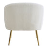 White Teddy Fabric Armchair Accent Chair Gold Metal Legs for Living Room Bedroom