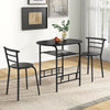3-Piece Dining Table Set Kitchen Table and Chairs-Black