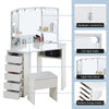 White Corner Dressing Table Makeup Desk Vanity Table 5 Drawers with Bubls