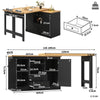 360° SWIVELLING DINING & BAR TABLE KITCHEN ISLAND WITH STORAGE CABINET WINE RACK