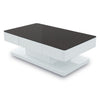 High Gloss Coffee Table Black Glass Top Rectangular Living Room 2 Drawers