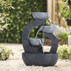 Solar Water Feature LED Light Outdoor Garden Fountain Cascading Waterfall Statue