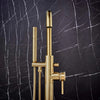 Core Brushed Brass Modern Round Style Freestanding Bath Shower Mixer Tap