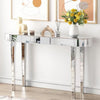 Gorgeous Antiqued Silver Mirrored Console Table Bevelled Edges Glass Side Table