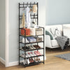 Black Metal Clothes Rail Rack Garment Stand Corner Open Wardrobe with Shelf