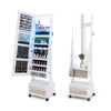 Standing Jewelry Armoire Lockable Jewelry Cabinet Vanity Mirror with LED Light