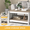 Wood Coffee Table with Storage Square for Living Room Modern Rustic Washed Grey