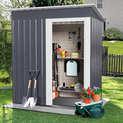 3 X 5FT Metal Garden Shed Pent Roof Outdoor Tools Box Storage House Heavy Duty