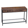 Slim Hallway Console Table Entryway Sideboard 2 Drawers With Glass Storage Shelf