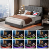 Suspension LED UPHOLSTERED BED FRAME 4FT6 Double Size With Padded Headboard UK