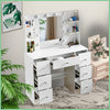 White Vanity Dressing Table Desk Set with LED Lighted Mirror 7 Drawers Shelf Set
