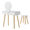 Dressing Table With Stool Led Lights Vanity Makeup Desk Set With 2 Drawers White