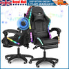 LED RGB Reclining Gaming Chair with Footrest & Bluetooth Music Speakers Scnwiktv