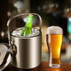 Ice Bucket 1.2L Large Stainless Steel Insutaled Double Wall With Lid & Tong