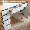 Dressing Table with LED Lights Mirror Glass Cabinet Drawers Vanity Makeup Desk