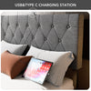 Suspension LED UPHOLSTERED BED FRAME 4FT6 Double Size With Padded Headboard UK
