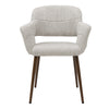 Grey Linen Dining Chairs 2PC/Set Kitchen Leisure Seat w/Wooden Legs Accent Chair