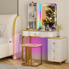 RGB Vanity Table Set w/ Wireless Charging Station-White
