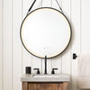 60/80cm Round Bathroom Mirror Strap Hanging 3-Color Dimmable LED Light Anti-fog