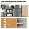 GYMAX Freestanding Kitchen Storage Cabinet Floor Storage Cabinet Sliding Door