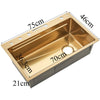 Gold LED Stainless Steel Kitchen Sink Set Single Large Bowl Inset Waterfall Tap