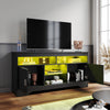 High Gloss 2 Door TV Unit Cabinet 135cm Black TV Stand Sideboard Entertainment