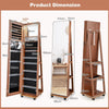 3-in-1 Jewelry Cabinet 360° Swivel Mirror Jewelry Armoire W/ 3-Color LED Lights