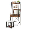 Vanity Table Set Wooden Makeup Dressing Desk And Stool w/Flip Top Mirror Black