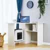 Black/ White Corner Computer Desk PC Laptop Table Book Shelves Home Study Office