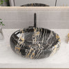 Black Marble Effect Ceramic Wash Basin Bathroom Sink Countertop Mount Oval Bowl
