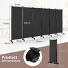 6 Panel Room Divider on Wheels Rolling Privacy Screens Portable Freestanding