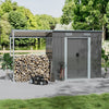 6.4x4ft Galvanized Metal Garden Storage Bike Tools Shed with Open Shed BBQ Party