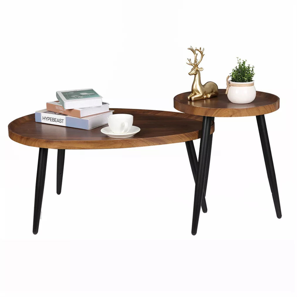 Set of 2 Nesting Tables Stackable Side Table Industrial Living Room Furniture UK