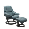 Stressless Reno Classic Paloma Teal Blue Leather Recliner & Footstool RRP £3069