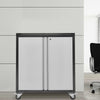 Wheeled Metal 2 Door Office Filing Cabinet 2 Layers Steel File Storage Cupboard