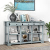 3-Tier Console Table Wooden Sofa Side Table W/ Storage Shelves & 3 Drawers