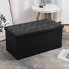 Black Faux Leather Two-seater Folding Storage Stool Storage Toy Box Chair Seat