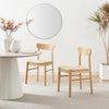 Bonnie Oak and Veneer Wooden Scandi Dining Chair with Rope Seat Set of 2 Klismos