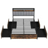 King Bed Platform Bed with LED Lights & USB Power Outlets