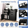 Mobile Storage Cabinet 4 Drawer Dresser Chest with Doors-Black
