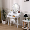 Dressing Table with Mirror and Stool, Vanity Desk with Mirror and Drawers White