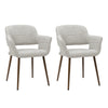 Grey Linen Dining Chairs 2PC/Set Kitchen Leisure Seat w/ Metal Legs Accent Chair