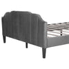 4ft6 Double Bed Upholstered Bed Frame with Headboard and Solid Wooden Slats Grey