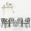 4Pcs Cast Aluminum Patio Dining Chairs Heavy Duty Metal Bistro Chairs w/ Cushion
