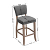 2 Pcs 105cm Linen Fabric Bar Stools Wooden Frame Footrest Padding High Back