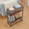 Small End Table for Small Spaces - Slim Side Table with Magazine Holder